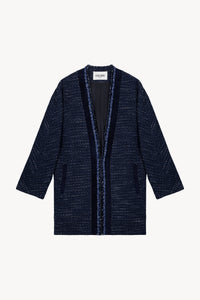 Manteau fluide tweed poche - Marine