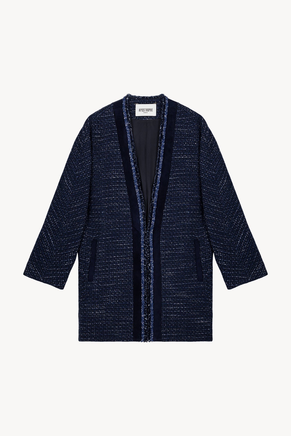 Manteau fluide tweed poche - Marine