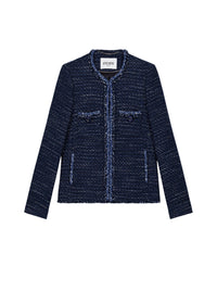 Textured straight-cut jacket - Navy