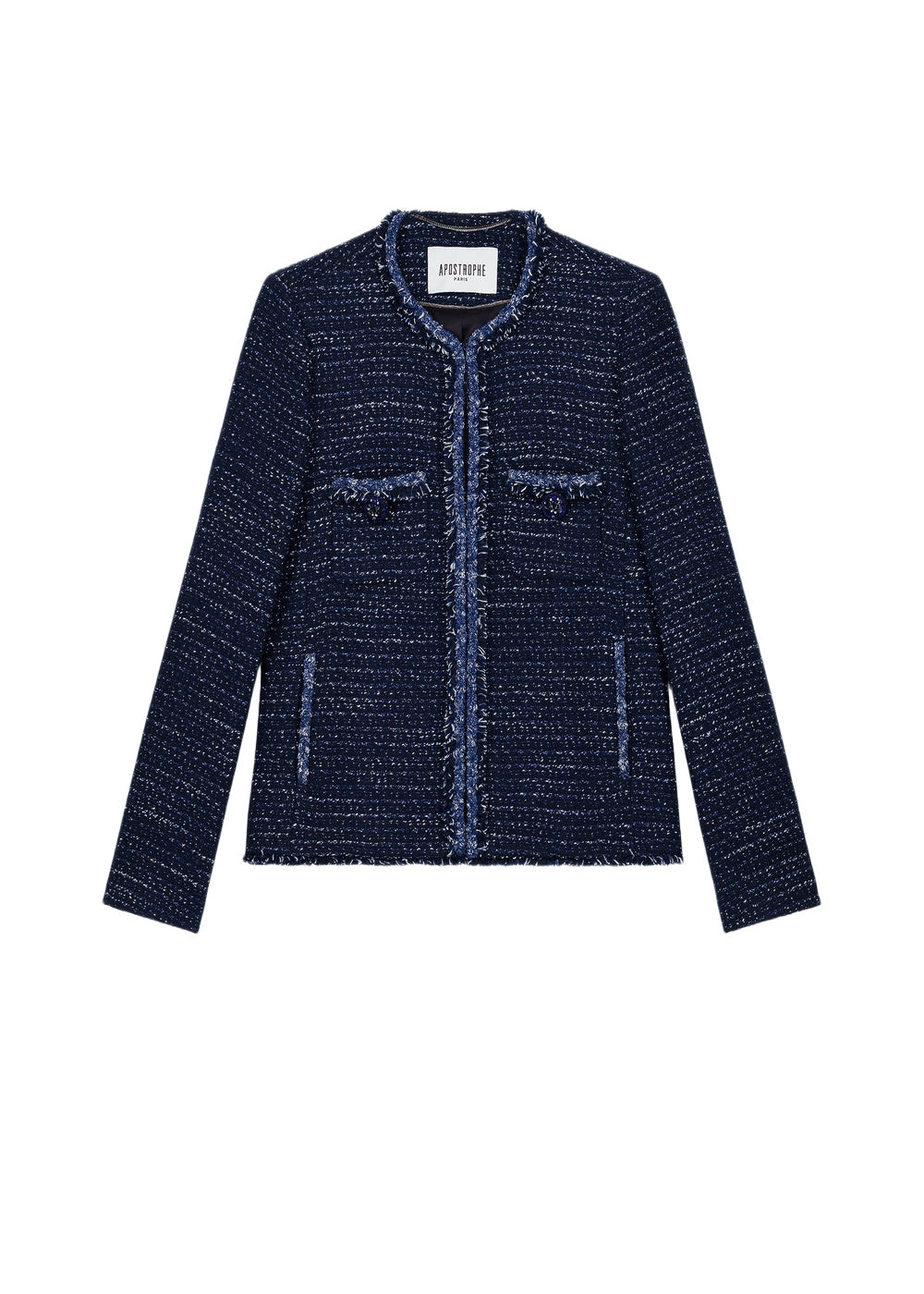 Textured straight-cut jacket - Navy