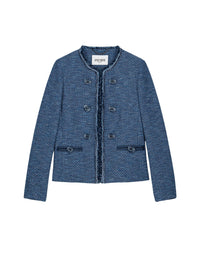 Textured button-up jacket - Blue