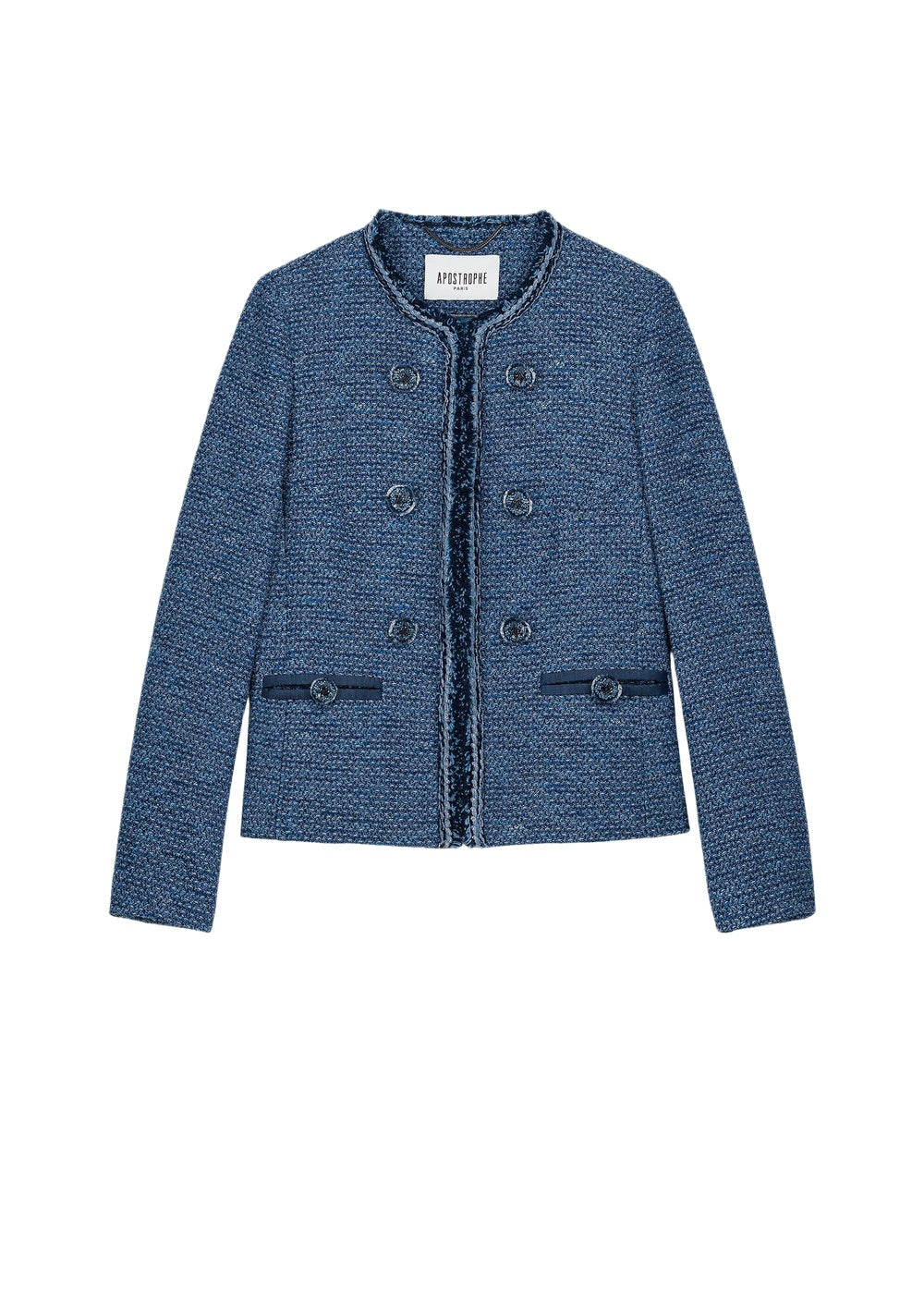 Textured button-up jacket - Blue