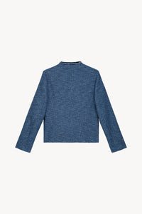 Veste col rond tresse + frange - Bleu Denim
