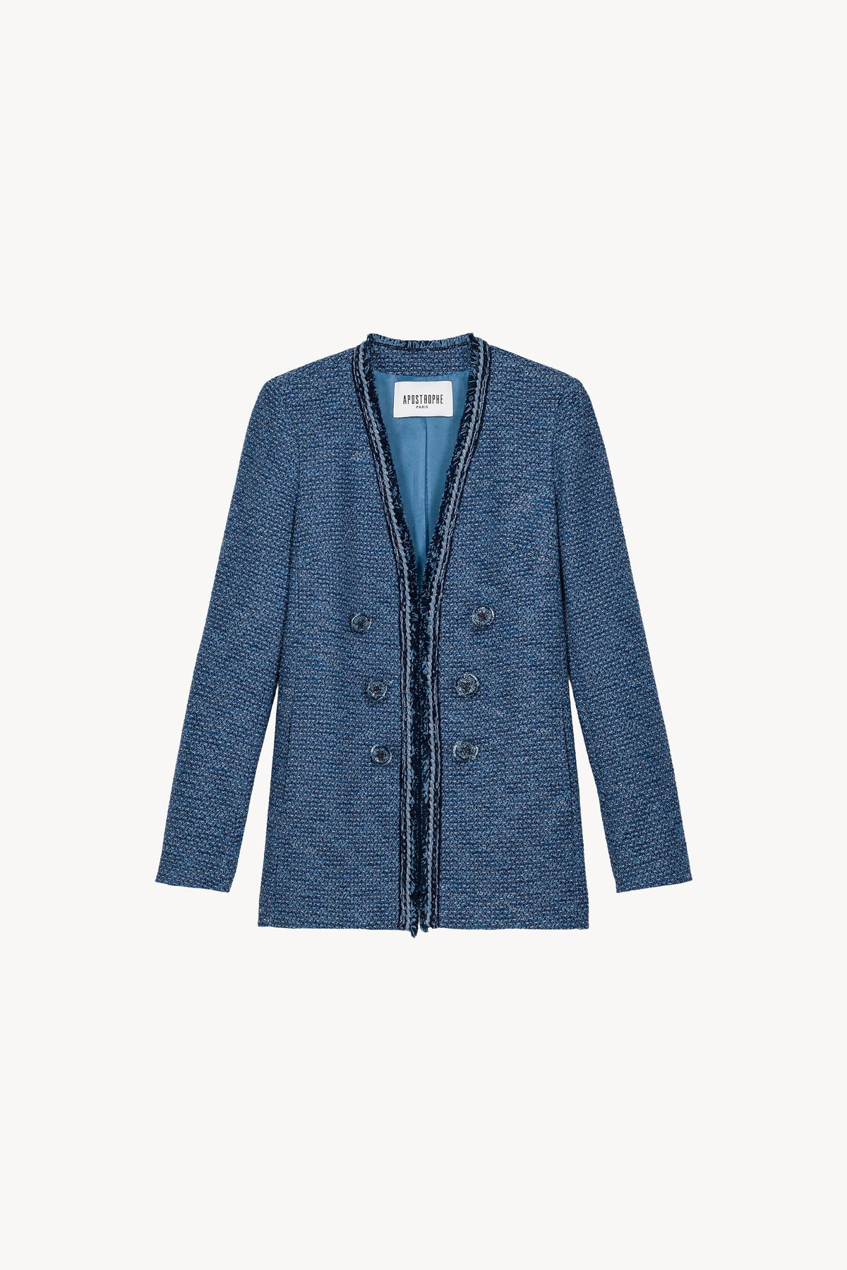 Veste blazer sans col - Bleu Denim