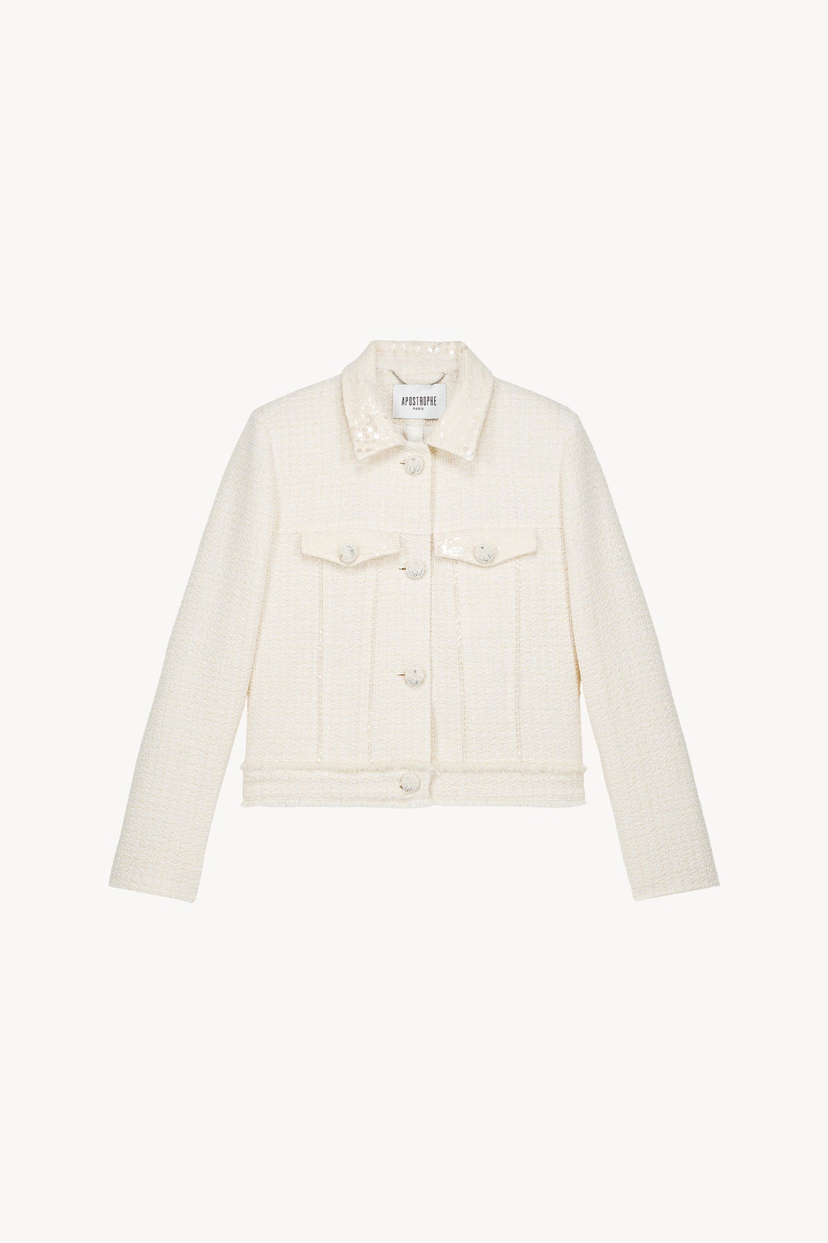 Veste col chemise effet jean - Blanc Cassé