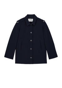 Oversized button-up coat - Navy