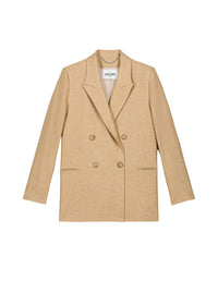 Veste croisée à 4 boutons en lin - Beige