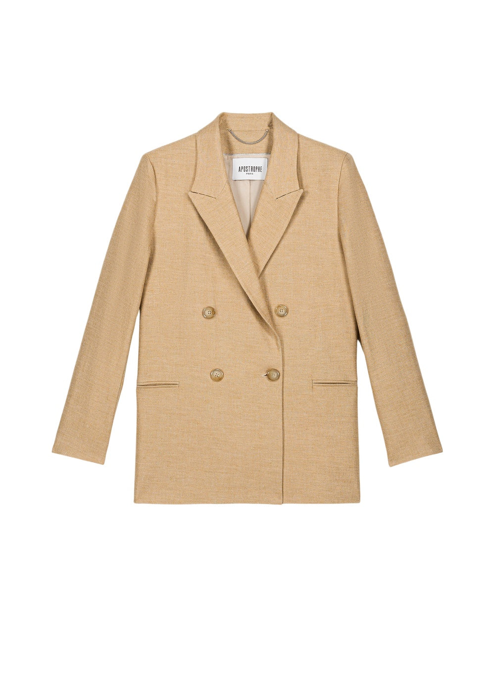 Veste croisée à 4 boutons en lin - Beige