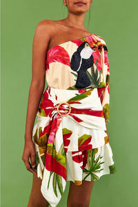 Blouse brodée Spring Forest en lin - Multicolore