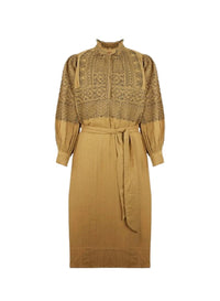 Robe brodée Svetlana - Camel