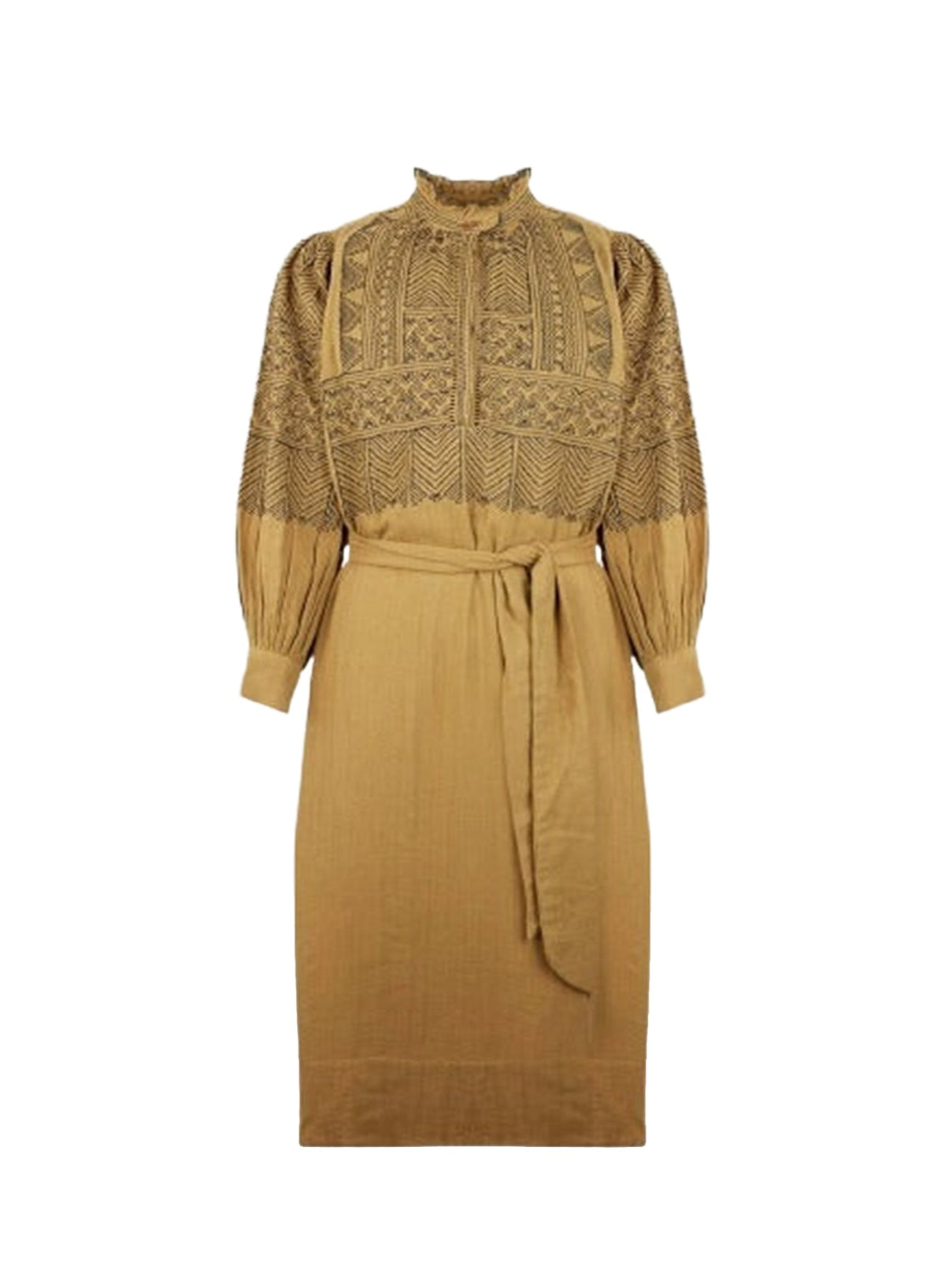 Robe brodée Svetlana - Camel