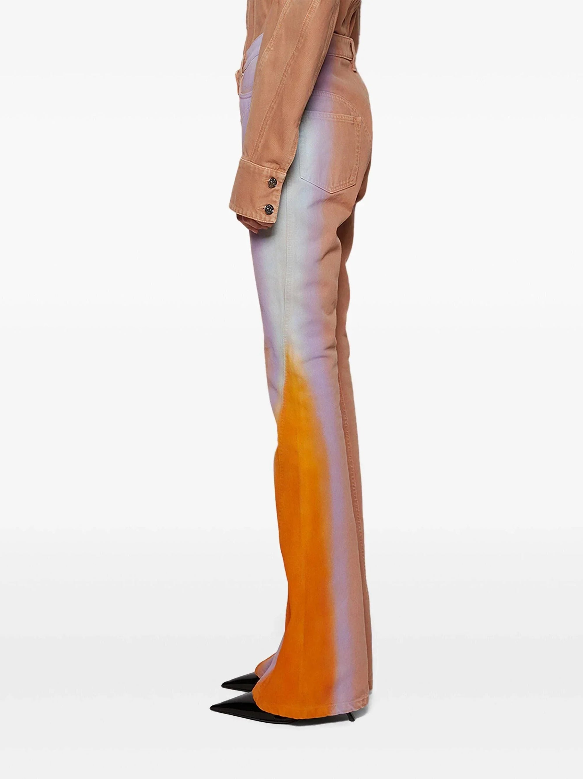 TAN GRADIENT-EFFECT FLARED JEANS
