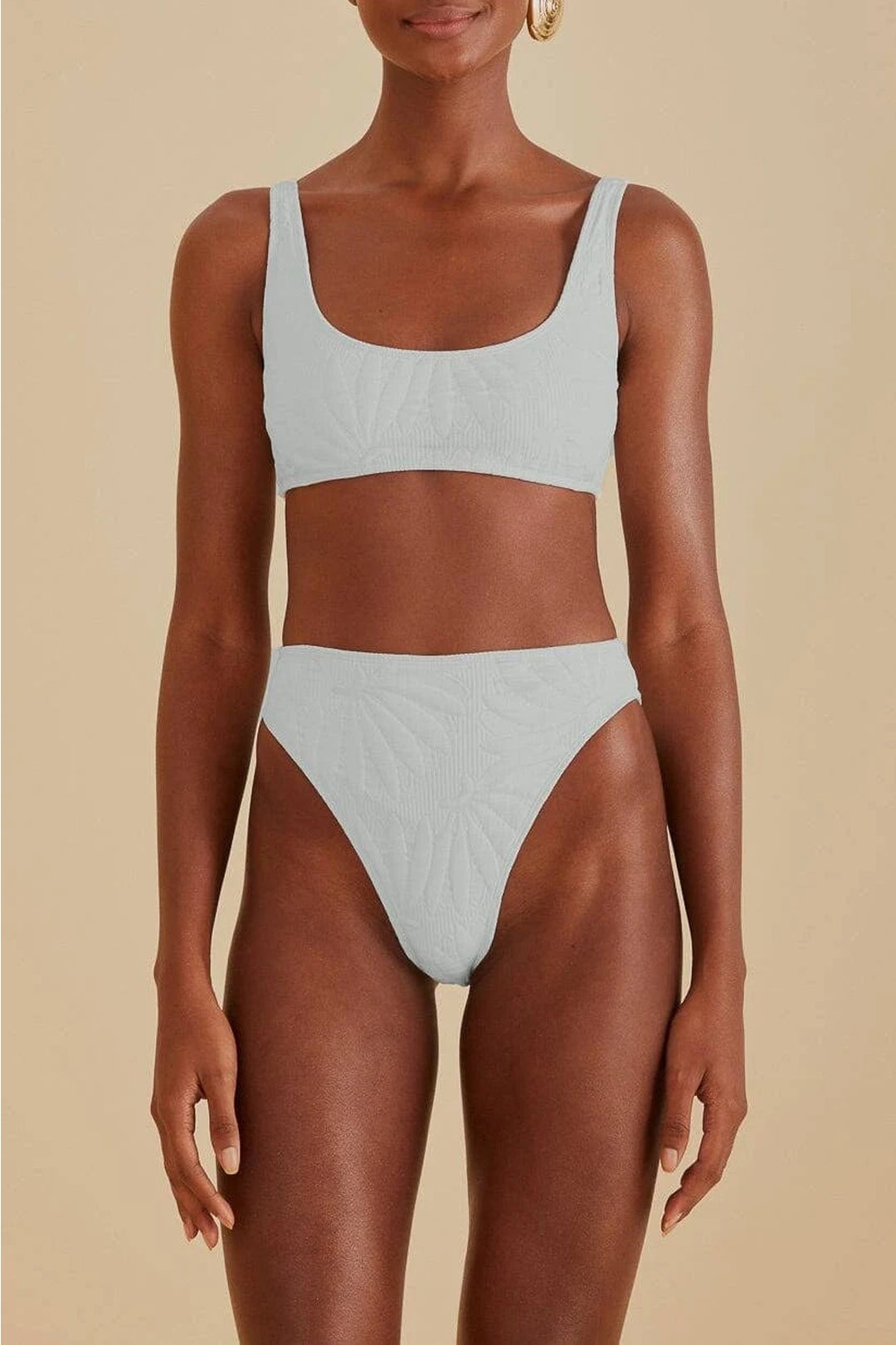 Quilted Banana high waist bikini bottoms - White