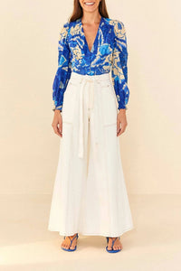 Pantalon en sergé en coton - Blanc