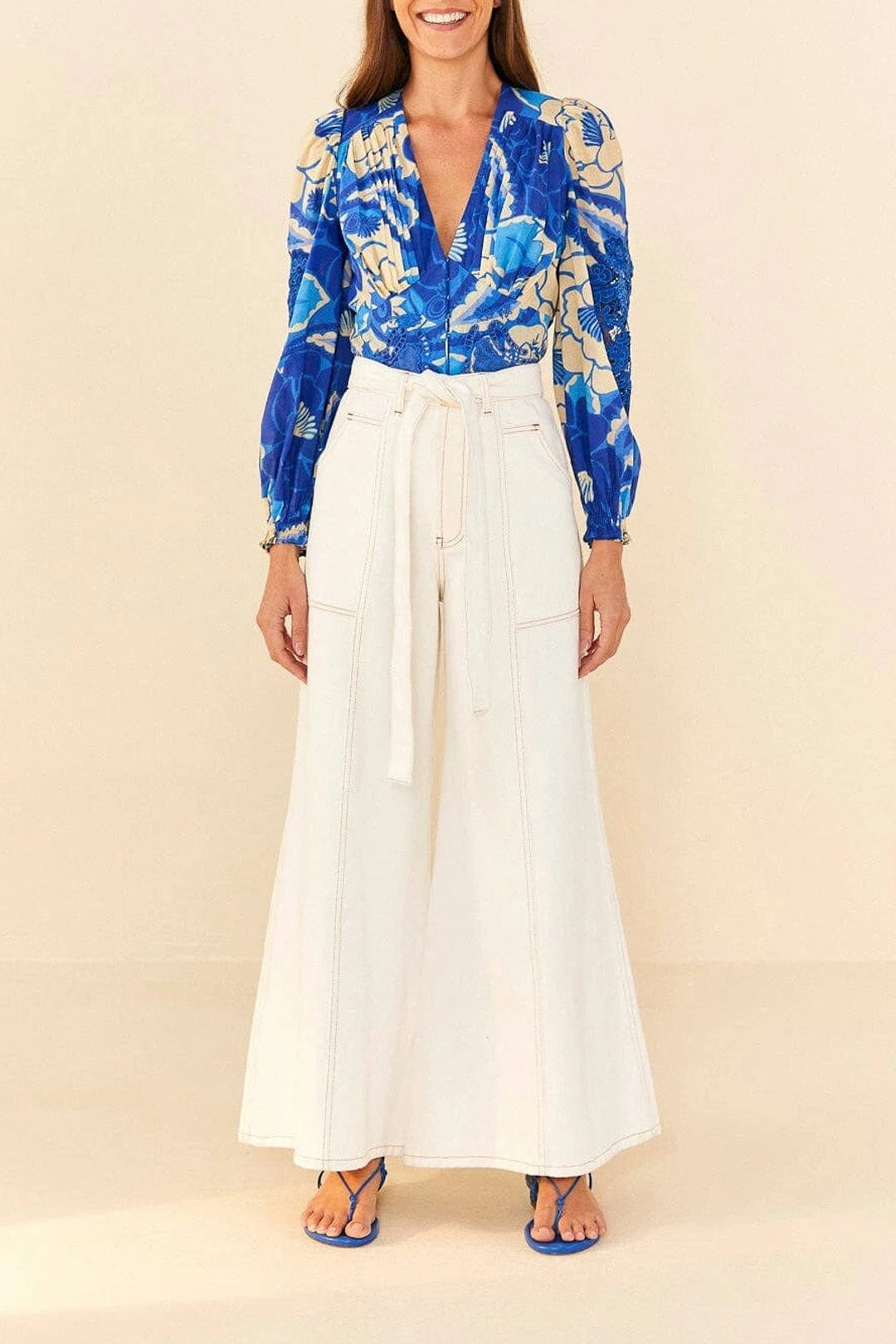 Pantalon en sergé en coton - Blanc