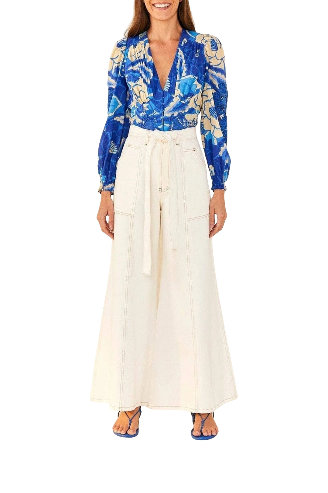 Pantalon en sergé en coton - Blanc