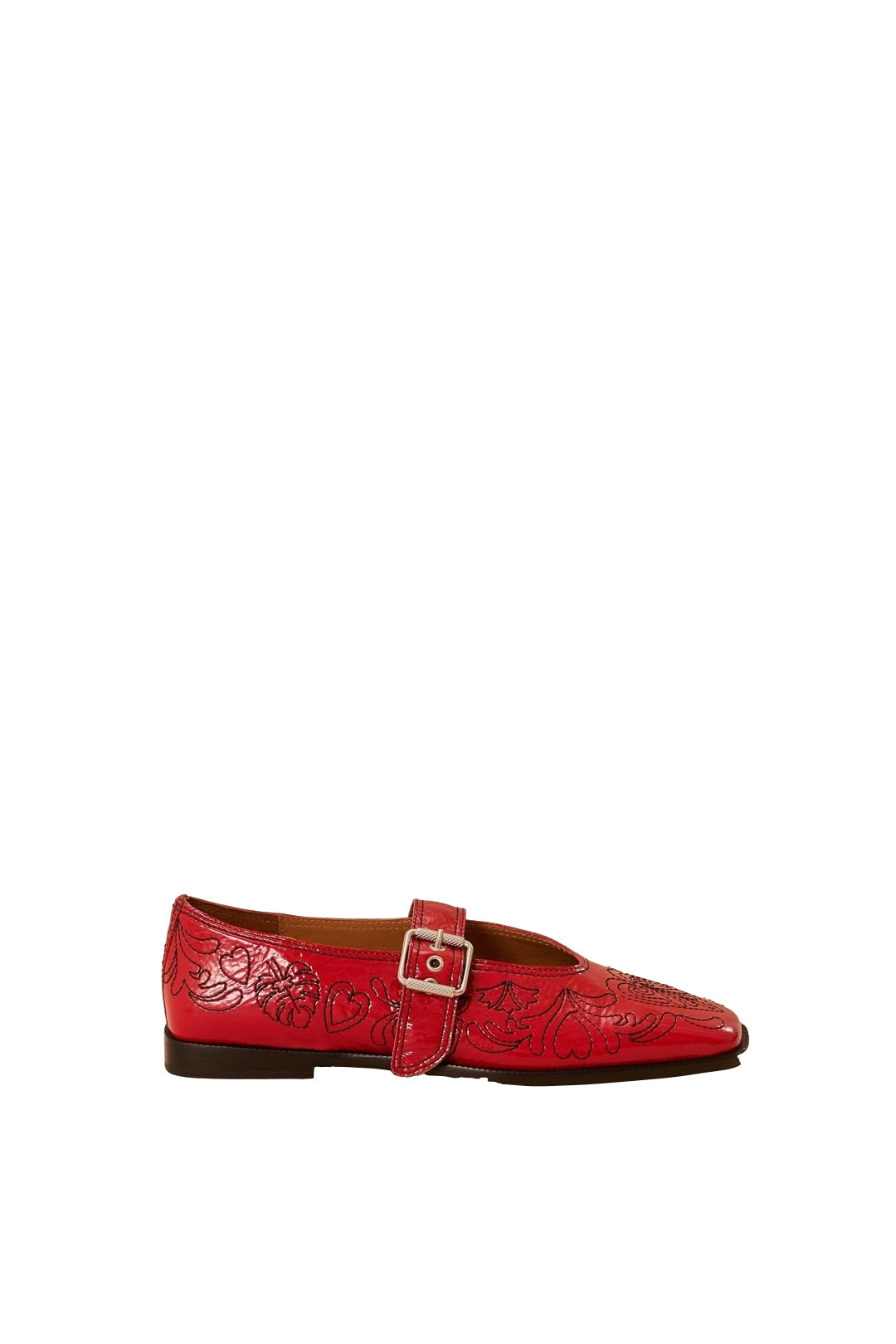 MEDIA OFF LINE_Ballerines brodées en cuir - Rouge