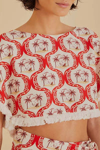 MEDIA OFF LINE_Blouse Summer Beach en lin - Rouge