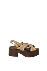 Cotton blend platform clogs - Beige