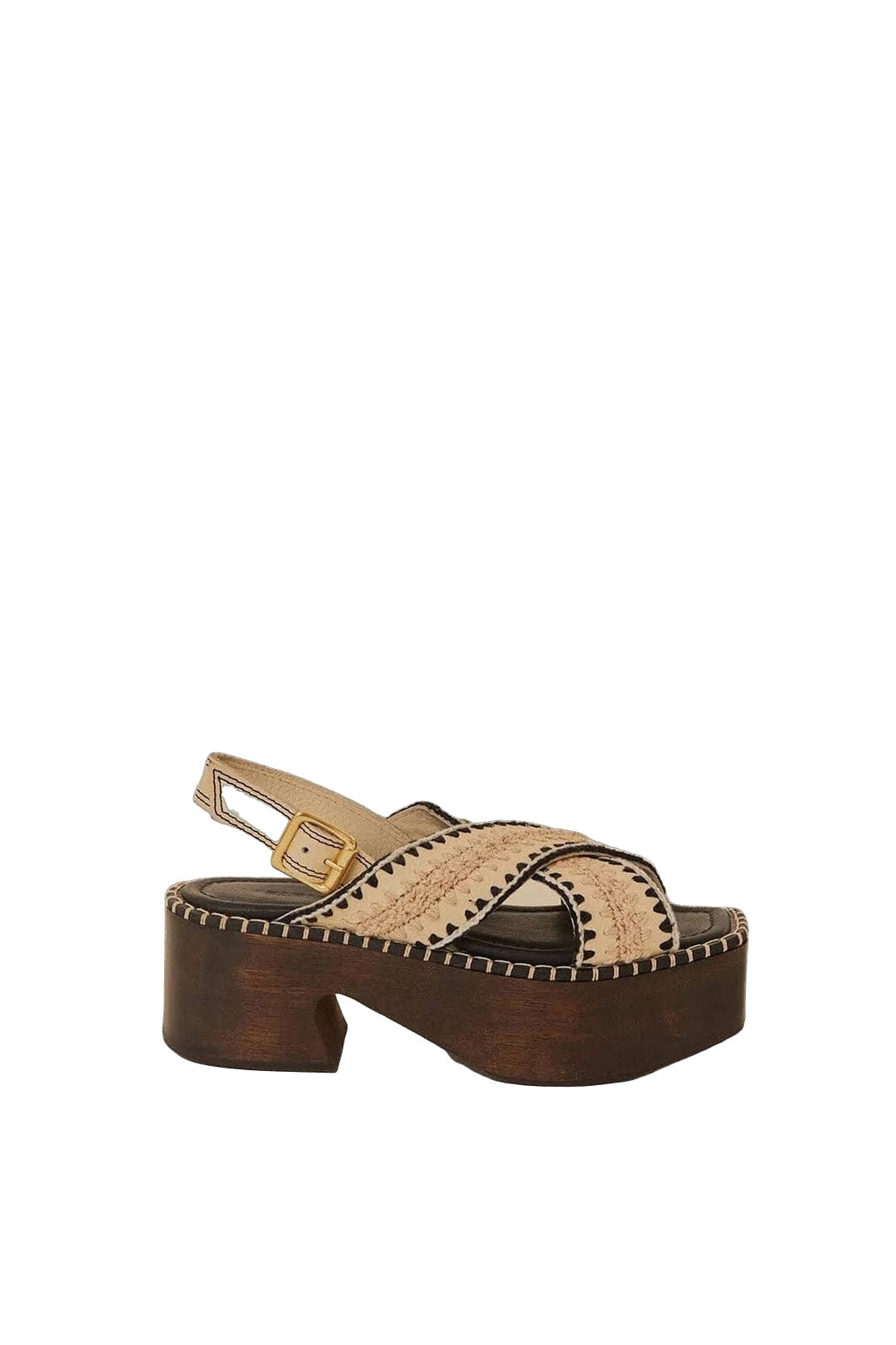 Cotton blend platform clogs - Beige
