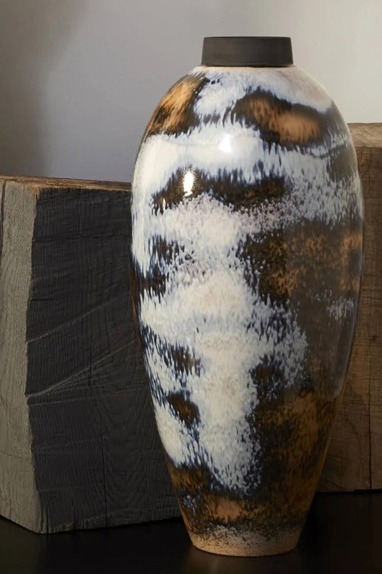 Large Terra porcelain vase - Blue & Orange