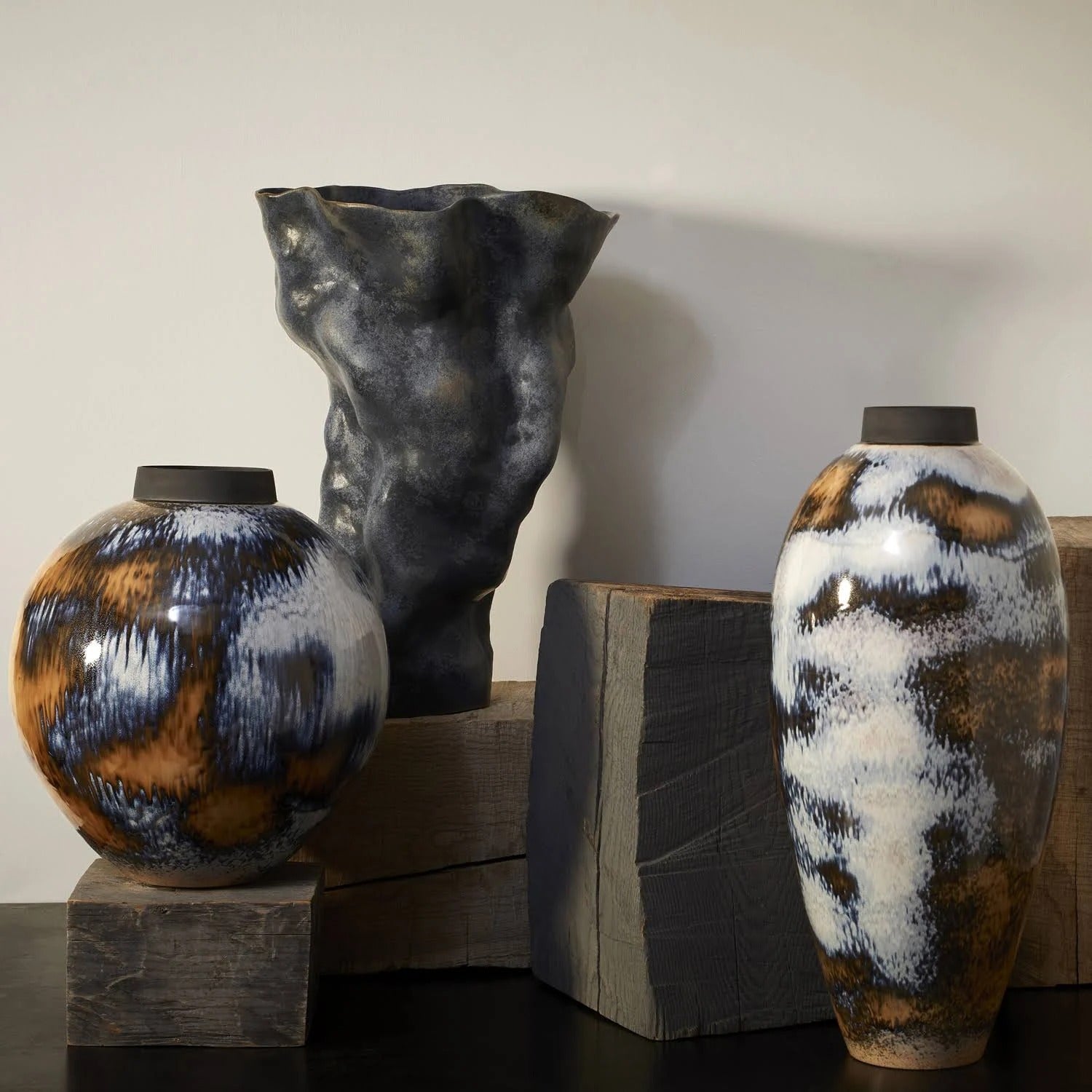 Grand vase Terra en porcelaine - Blue & Orange