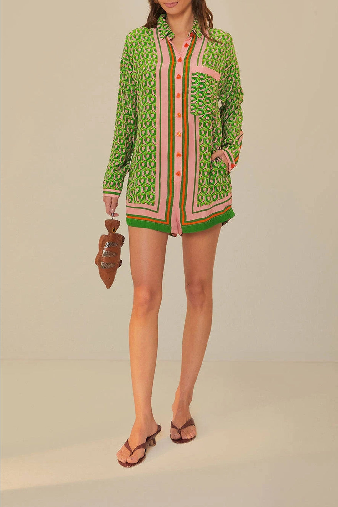 Combi-short Cashew façon foulard - Vert