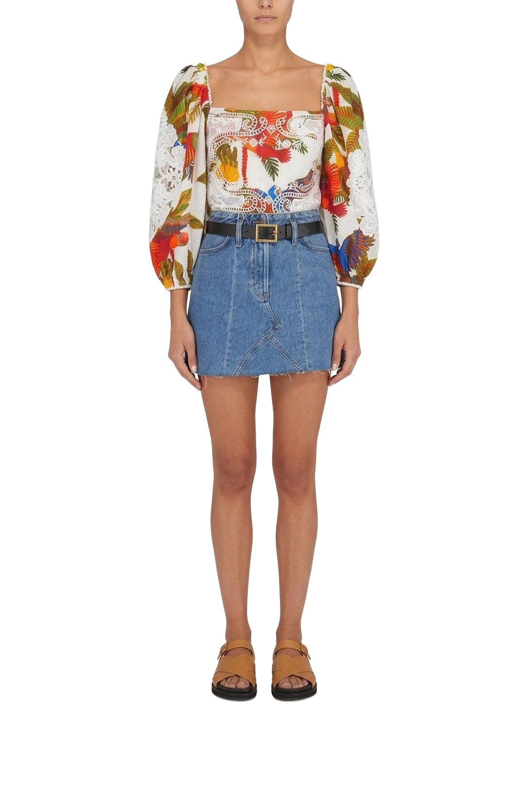 Blouse Forest Birds en coton - Blanc