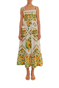 Robe midi Papaya Salad en lin - Jaune