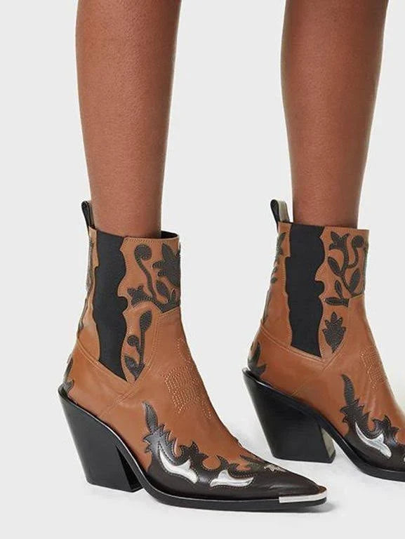 Bottines chelsea à bout pointu en cuir - Camel & Brown