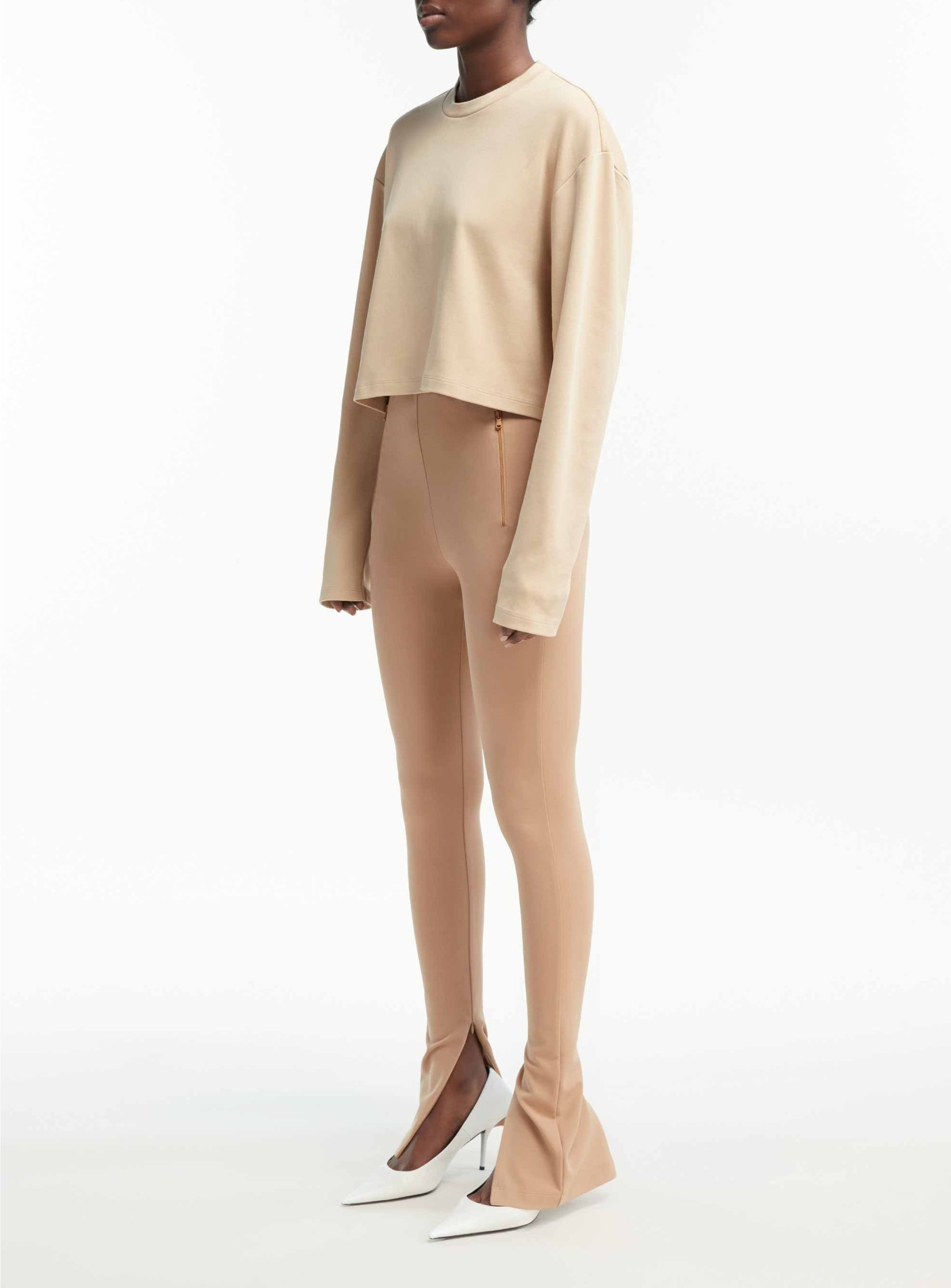 Legging zippé sur le côté - Camel