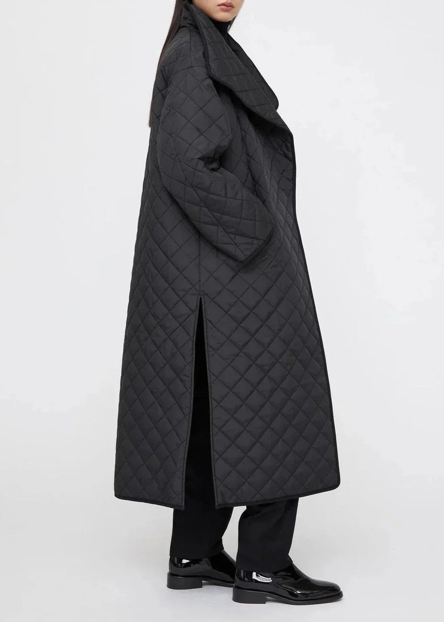 Manteau long matelassé - Black