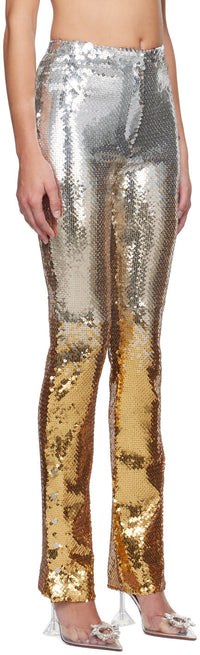 Pantalon cigarette à poches en paillettes - Gold & Silver