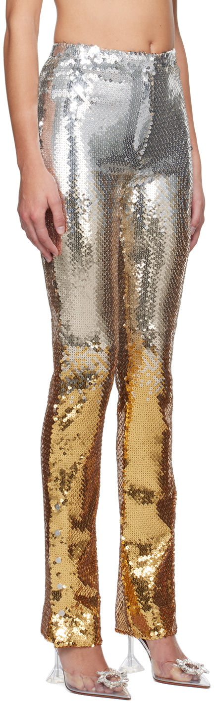 Pantalon cigarette à poches en paillettes - Gold & Silver