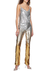 Pantalon cigarette à poches en paillettes - Gold & Silver