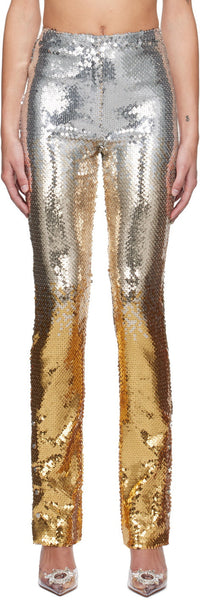 Pantalon cigarette à poches en paillettes - Gold & Silver