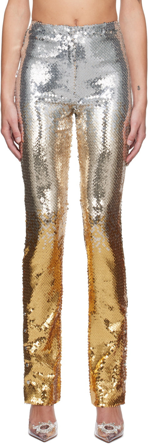Pantalon cigarette à poches en paillettes - Gold & Silver