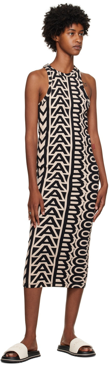 Robe Monorgramme racer à côtes - Black & Ivory