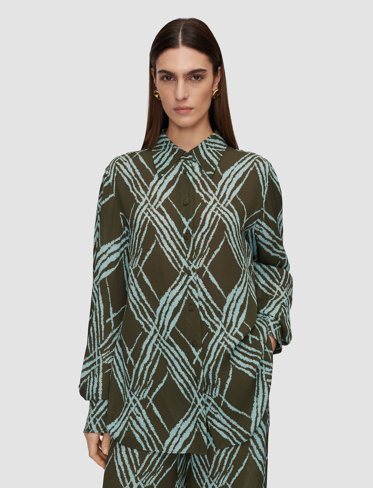 Palm Leaf & Chambray Blouse - Palm Leaf & Chambray
