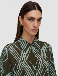 Palm Leaf & Chambray Blouse - Palm Leaf & Chambray