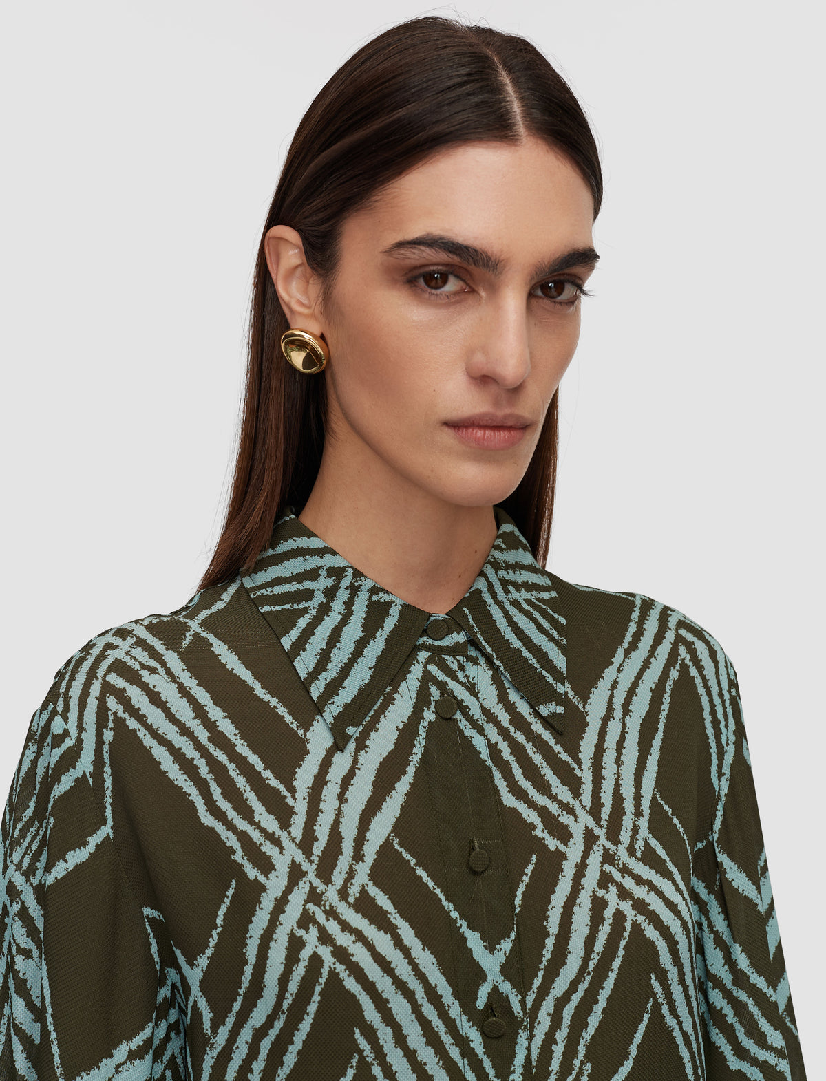 Palm Leaf & Chambray Blouse - Palm Leaf & Chambray