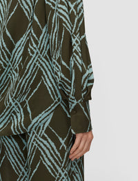 Palm Leaf & Chambray Blouse - Palm Leaf & Chambray