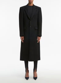 Manteau à simple boutonnage en laine - Black