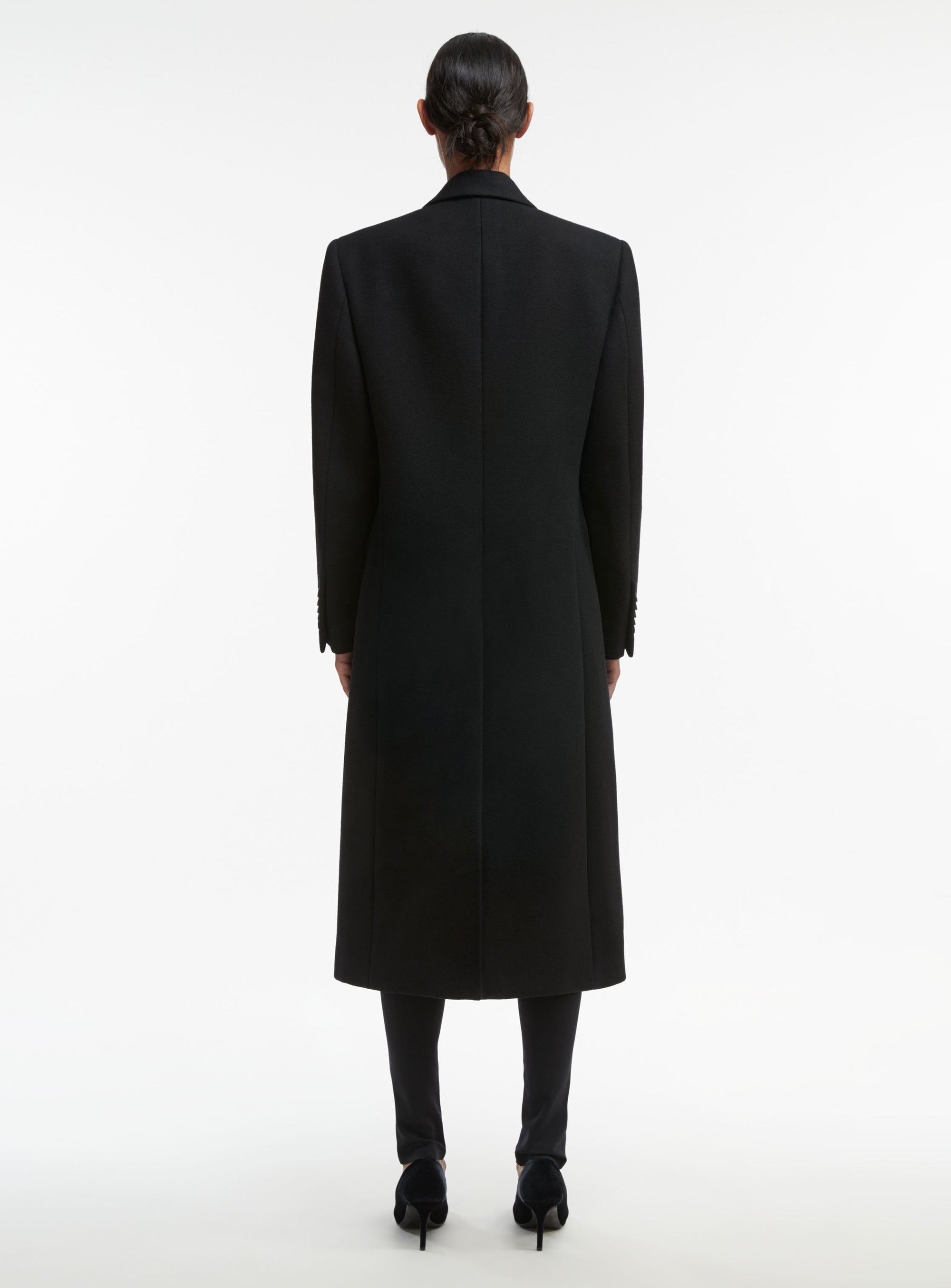 Manteau à simple boutonnage en laine - Black
