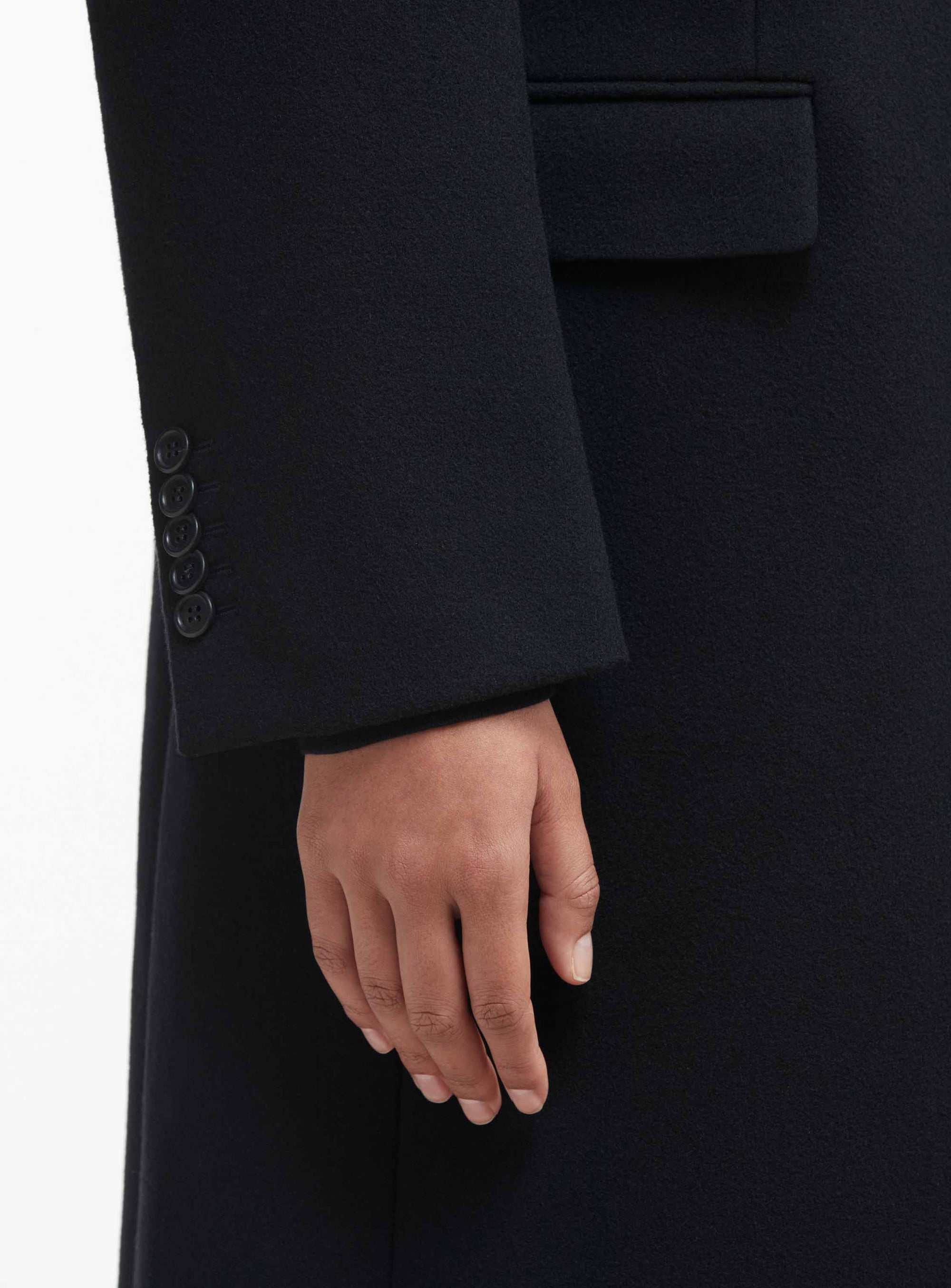 Manteau à simple boutonnage en laine - Black