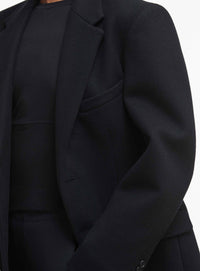 Manteau à simple boutonnage en laine - Black