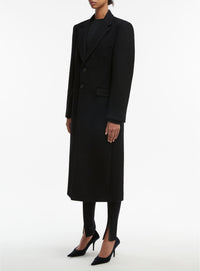 Manteau à simple boutonnage en laine - Black