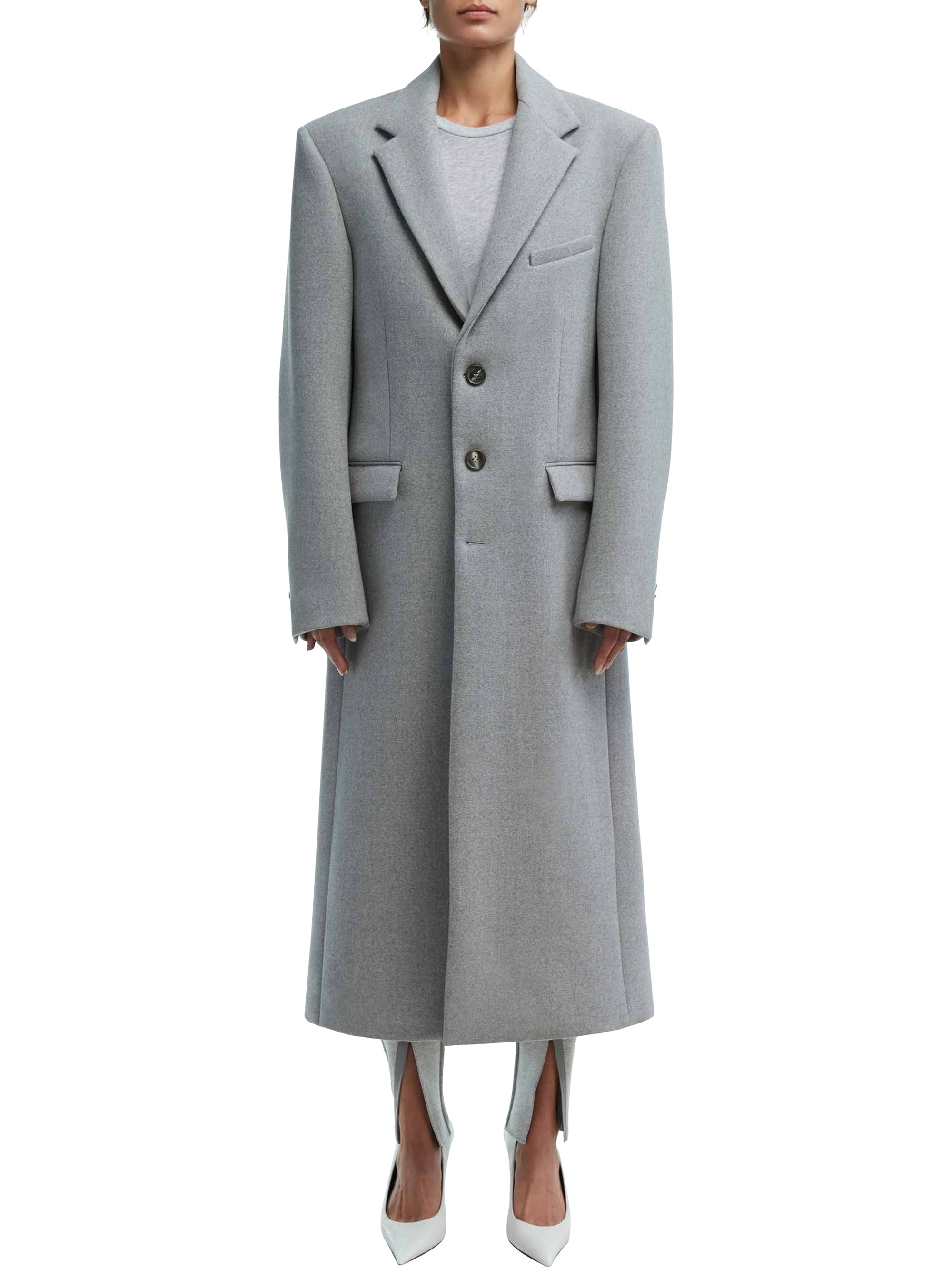 Manteau à simple boutonnage en laine - Grey
