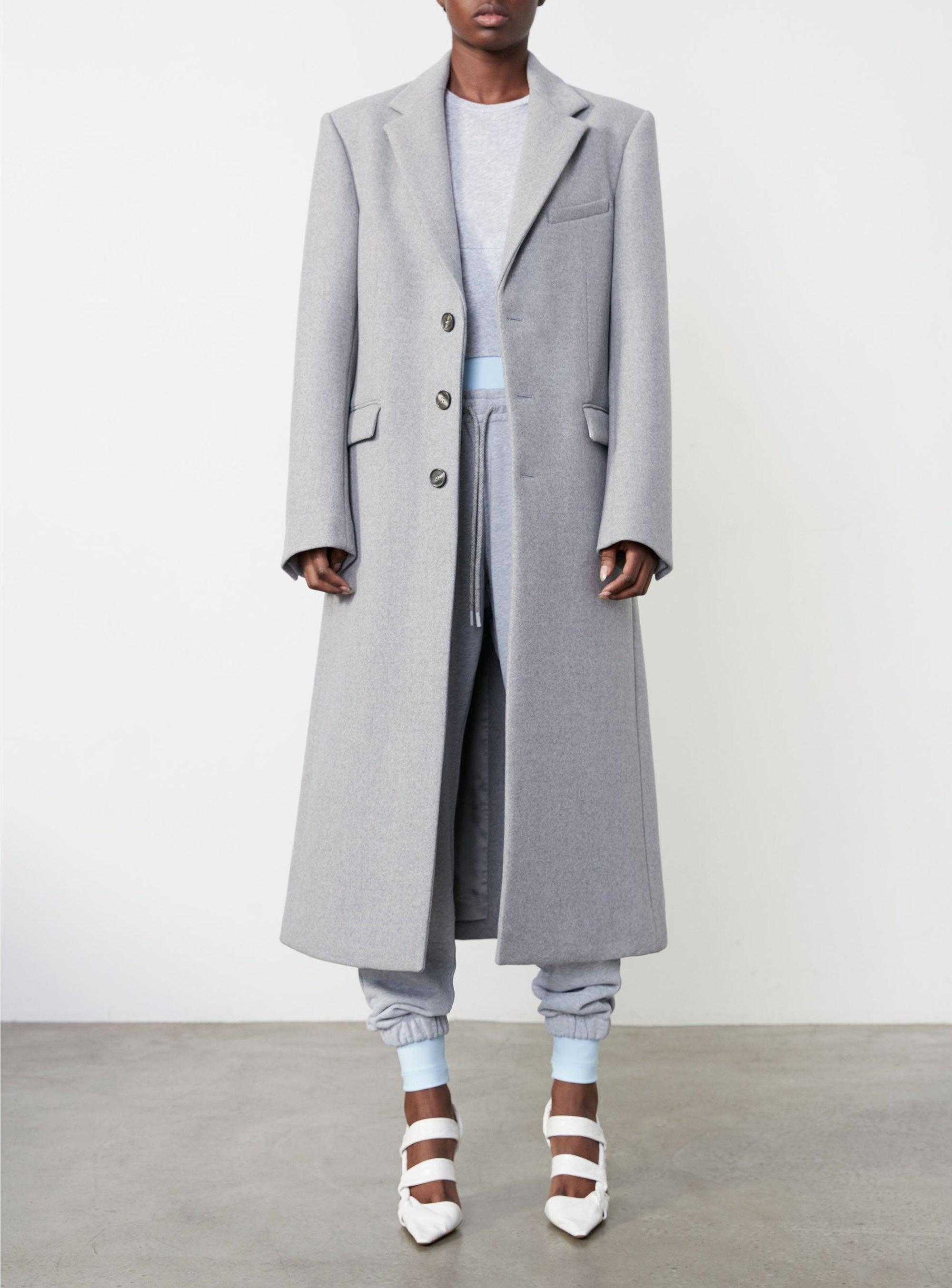 Single Breasted Coat - Grey