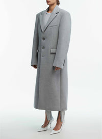 Manteau à simple boutonnage en laine - Grey